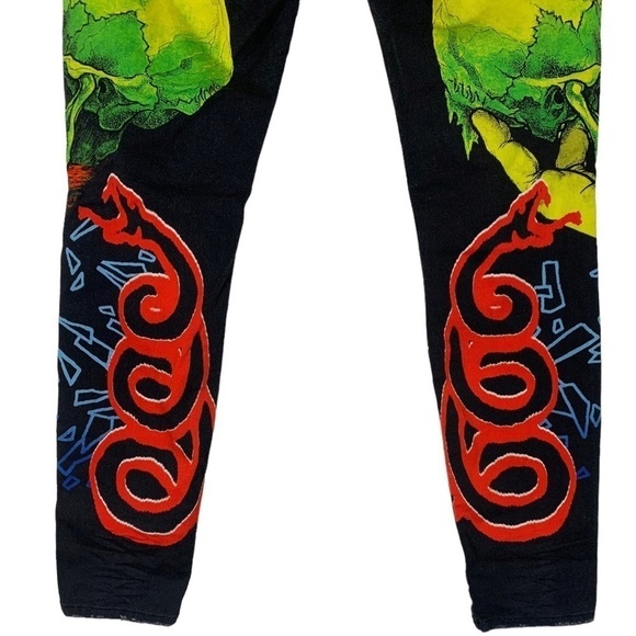 R13 Kate Low Rise Slim Straight Leg Limited Edition Metallica Jeans Size 27 - Picture 7 of 14